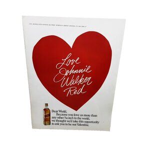 1973 Vintage Johnnie Walker Red Ad – Valentine Heart Love Scotch Whisky